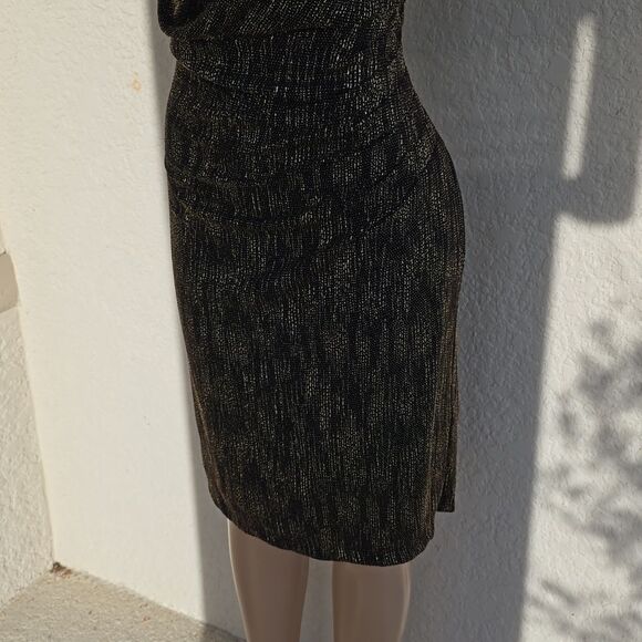 BRAND NEW ANNE KLEIN DRAPERS NECK SEQUINS EMBELLISHED KNEE-LENGTH DRESS - Picture 7 of 12